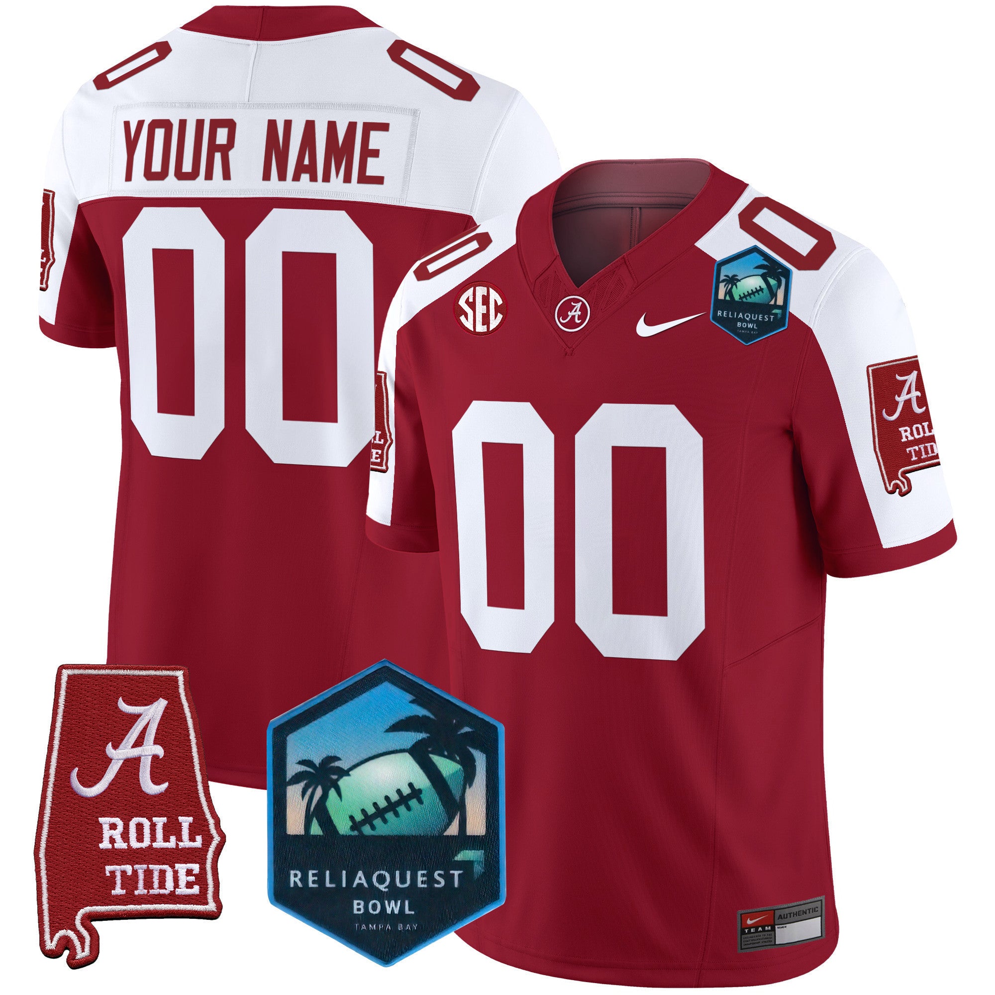 Alabama Crimson Tide 2025 ReliaQuest Bowl Patch Vapor Limited Custom Jersey - All Stitched