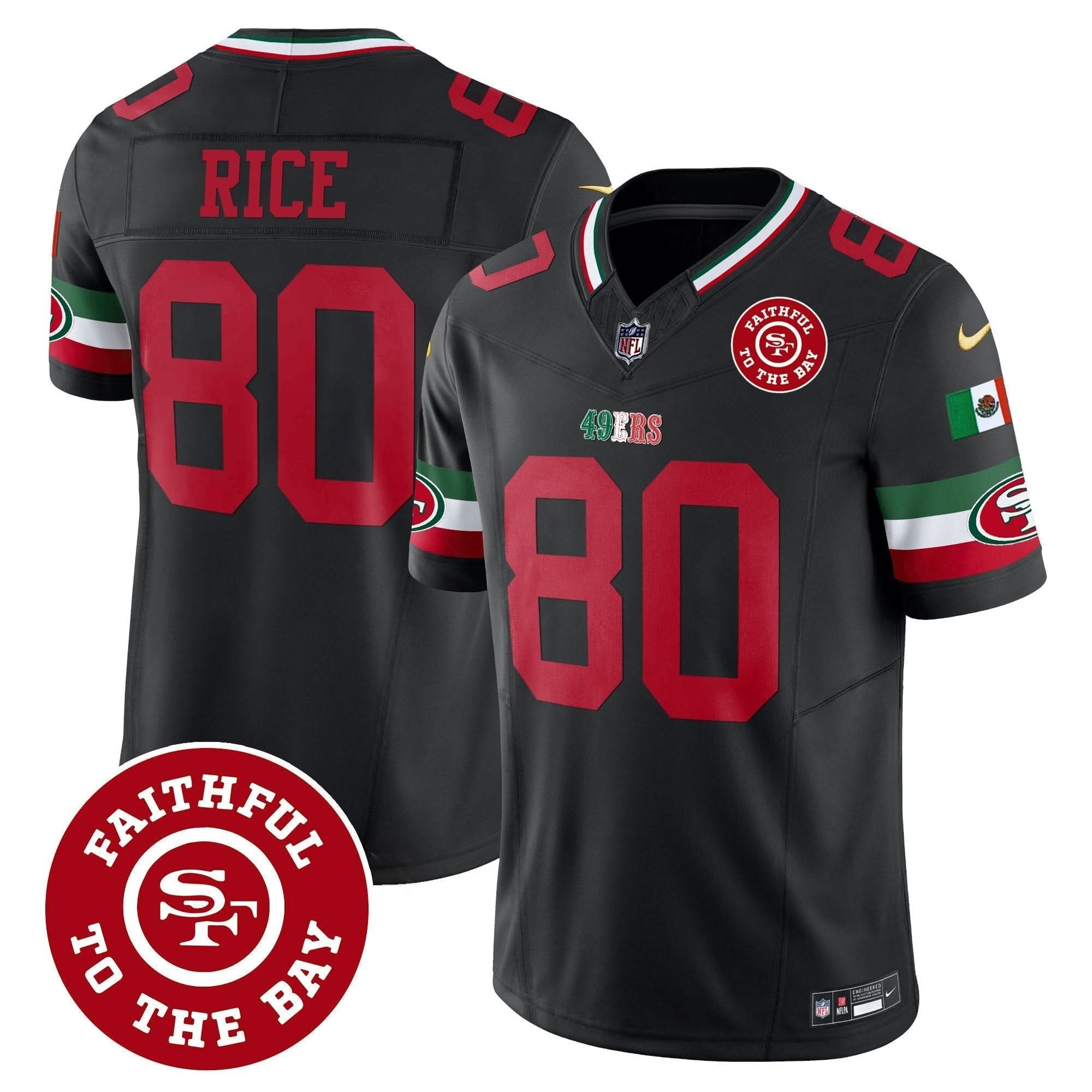 49ers Mexico Faithful To The Bay Patch Vapor Jersey - All Stitched
